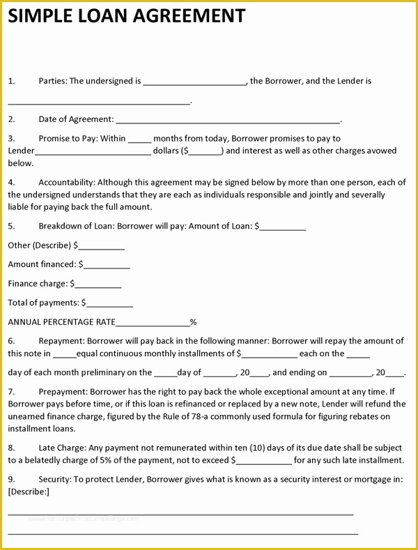 Simple Loan Agreement Template Free Of Simple Loan Template Related Keywords Simple Loan