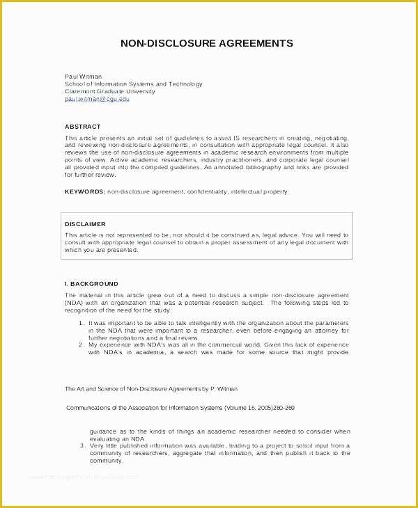 Simple Nda Template Free Of Confidentiality Agreement Template Sample Law Simple Nda