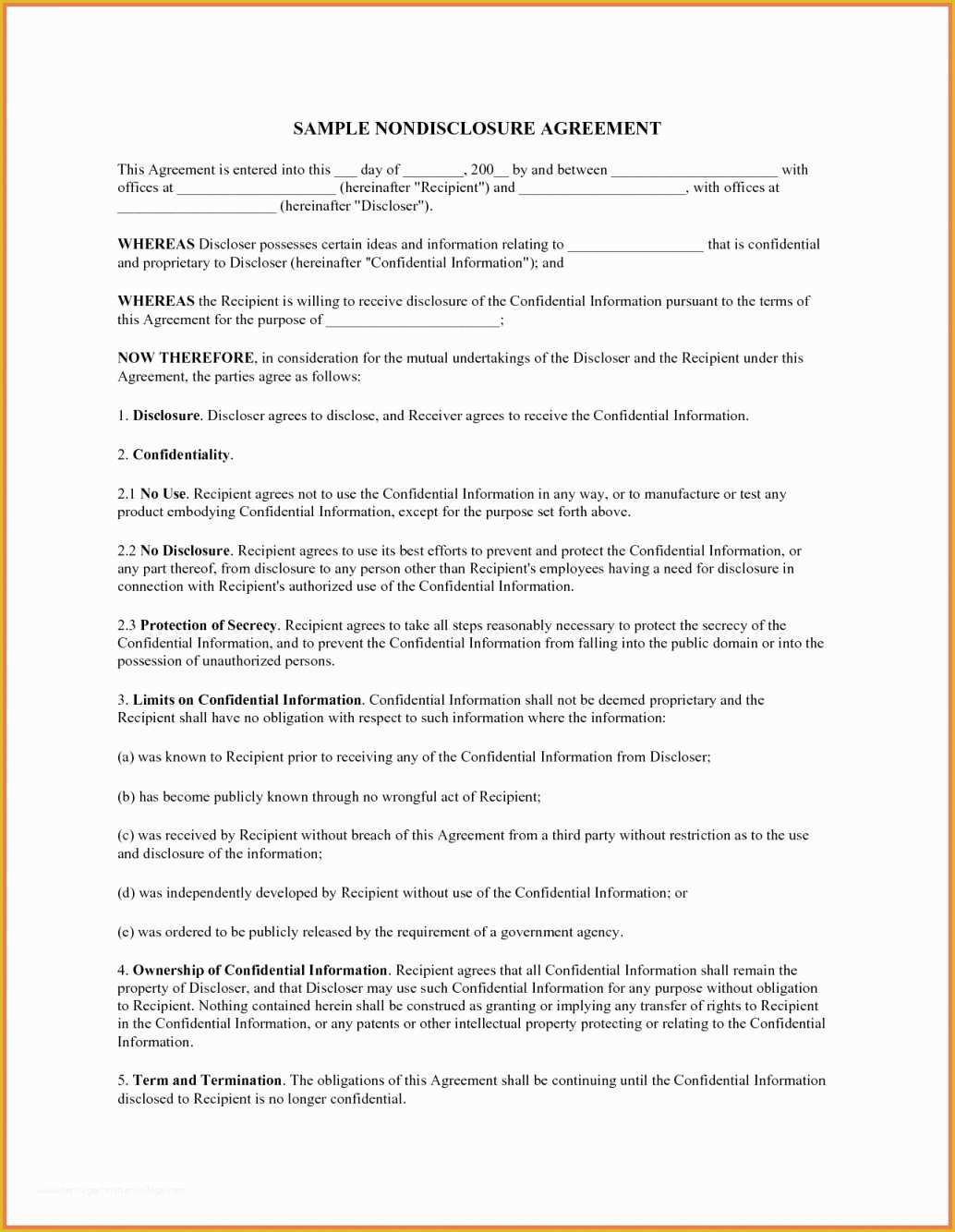 Simple Nda Template Free Of Manufacturing Non Disclosure Agreement Template