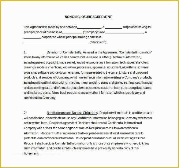 Simple Nda Template Free Of Non Disclosure Agreement Template Word