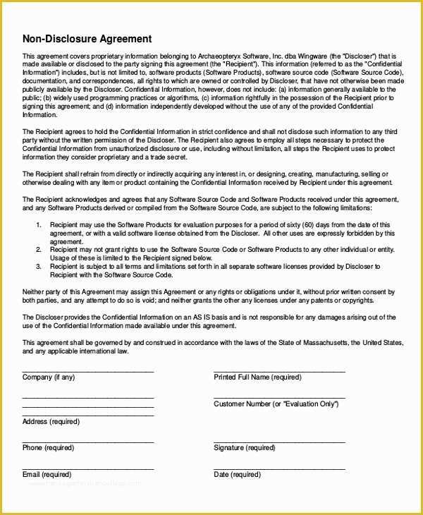 Simple Nda Template Free Of Simple Non Disclosure Agreement form – 13