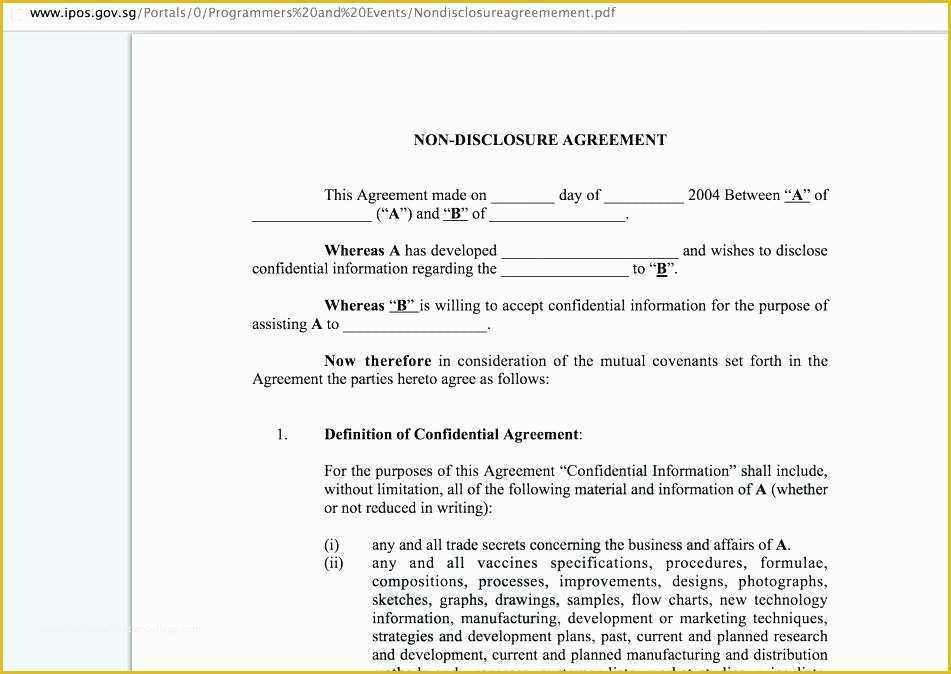 Simple Nda Template Free Of Template Free Non Disclosure Agreement form Word Documents