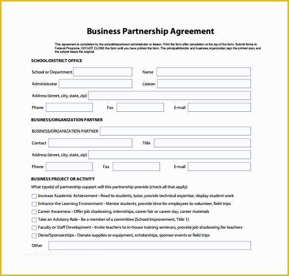 Simple Partnership Agreement Template Free Of 10 Sample Business Partnership Agreements