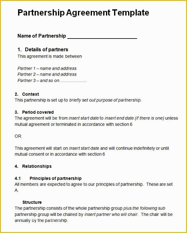 Simple Partnership Agreement Template Free Of 16 Partnership Agreement Templates