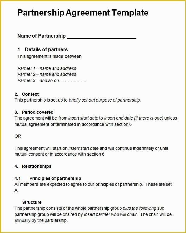 Simple Partnership Agreement Template Free Of 16 Partnership Agreement Templates