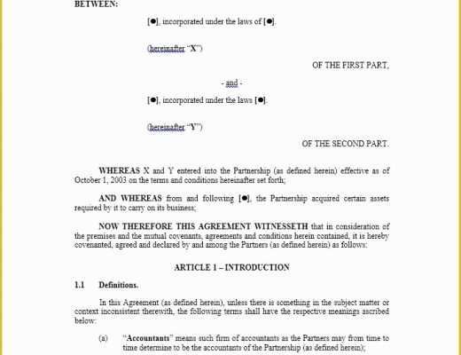 Simple Partnership Agreement Template Free Of 40 Free Partnership Agreement Templates Business General