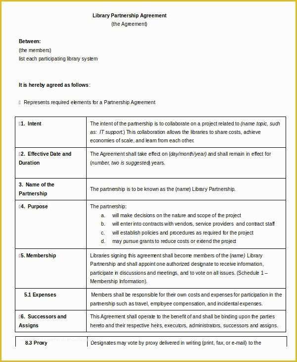 Simple Partnership Agreement Template Free Of Partnership Agreement 11 Free Word Pdf Documents