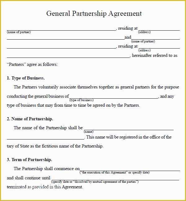 Simple Partnership Agreement Template Free Of Partnership Agreement Sample