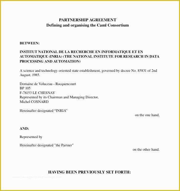 Simple Partnership Agreement Template Free Of Partnership Agreement Template Doc Simple Partnership