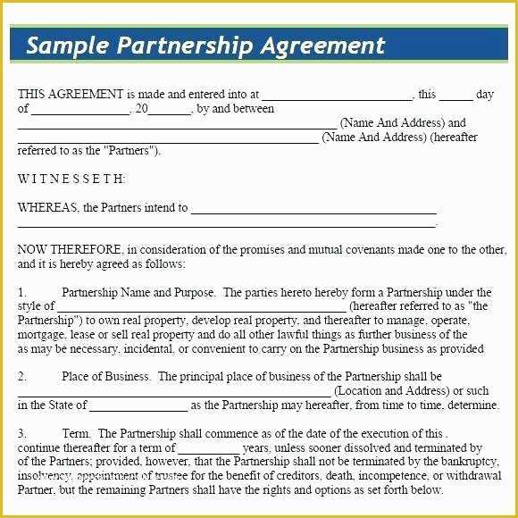 Simple Partnership Agreement Template Free Of Simple Partnership Agreement Template Business Free