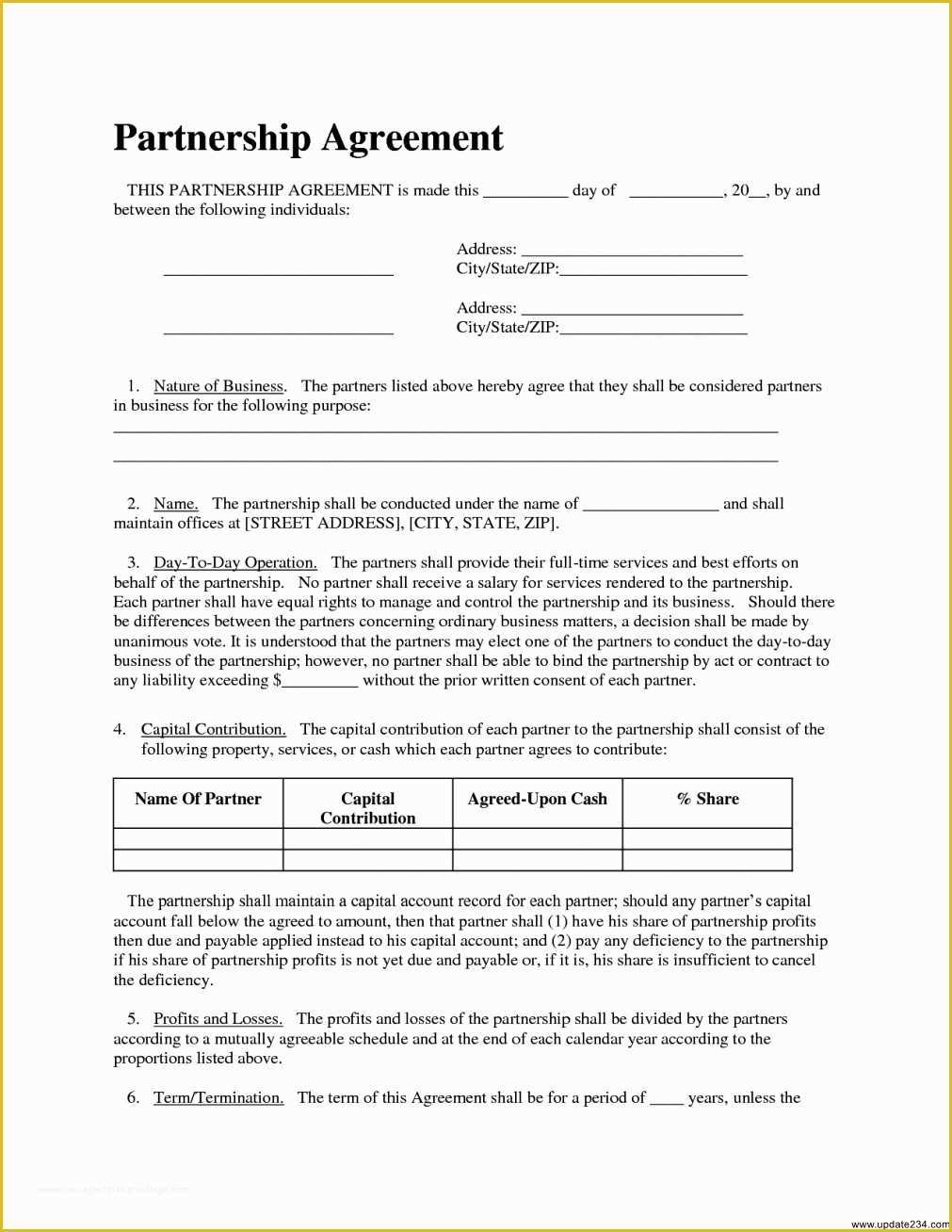 Simple Partnership Agreement Template Free Of Simple Partnership Agreement Template Template Update234