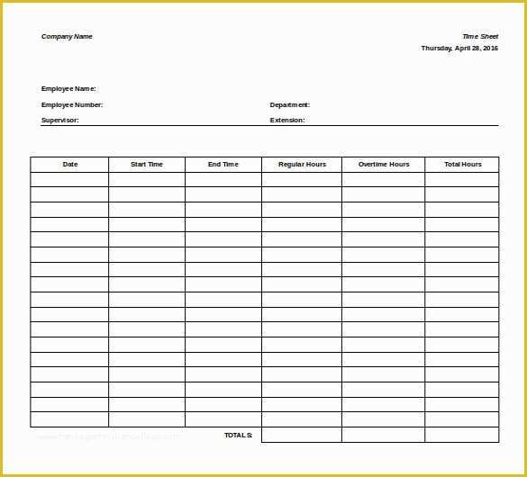 Simple Timesheet Template Free Of 27 Ms Word Timesheet Templates Free Download