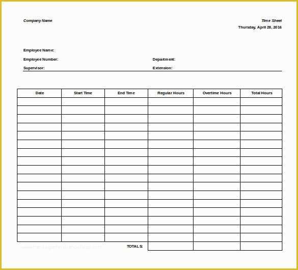 Simple Timesheet Template Free Of 27 Ms Word Timesheet Templates Free Download