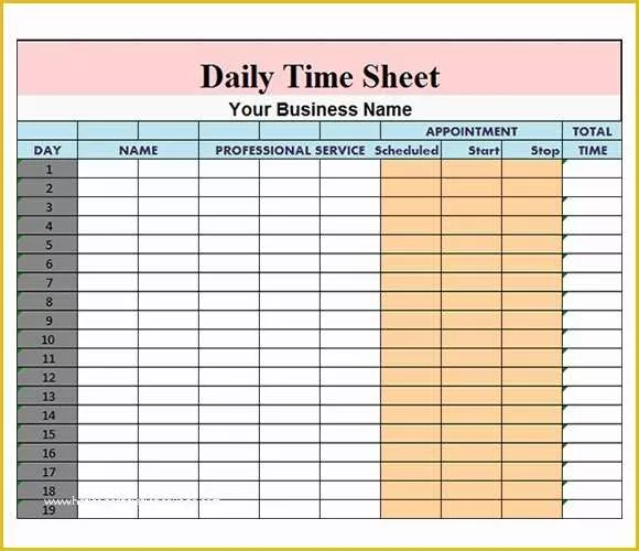 Simple Timesheet Template Free Of Daily Timesheet Template 10 Free Download for Pdf Excel