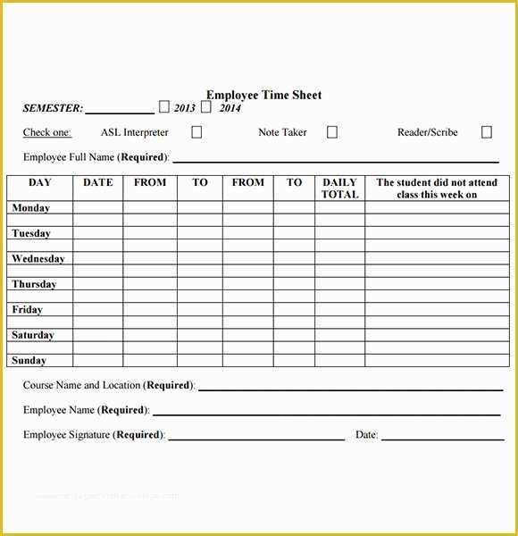 Simple Timesheet Template Free Of Employee Timesheet Template 8 Free Download for Pdf