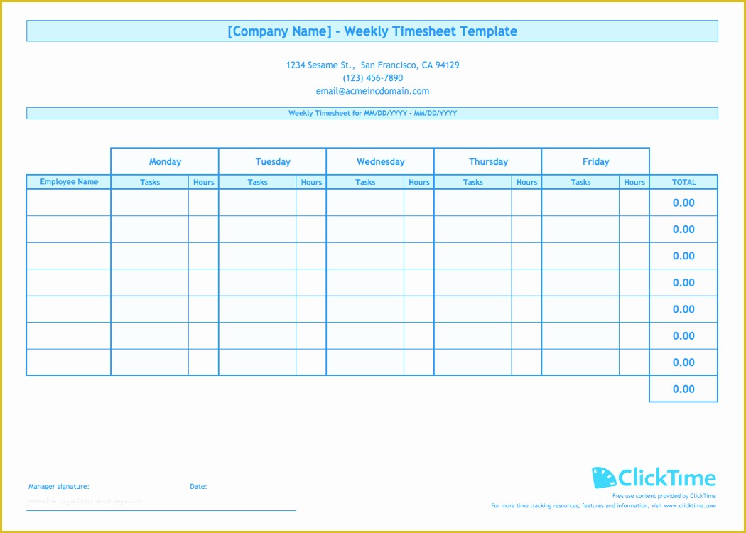 Simple Timesheet Template Free Of Weekly Timesheet Template for Multiple Employees