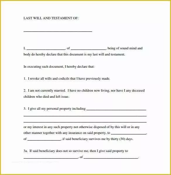 Simple Will Template Free Of 7 Sample Last Will and Testament forms to Download