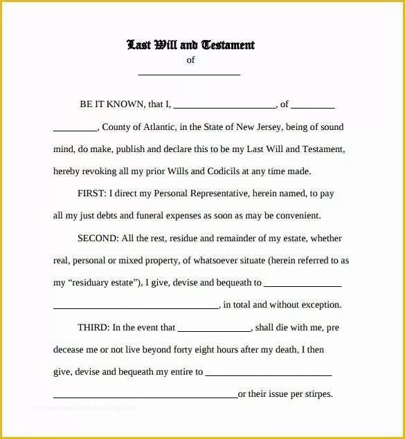 Simple Will Template Free Of 8 Sample Last Will and Testament forms