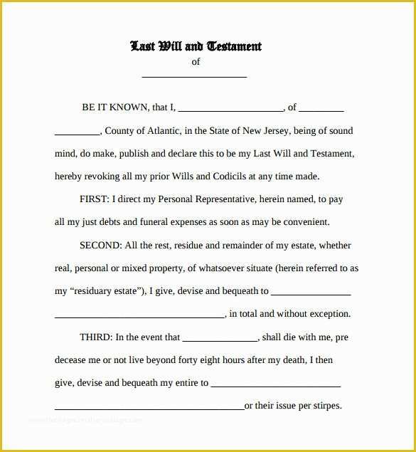 Free Printable Simple Will Template Free Printable Simple Will Template