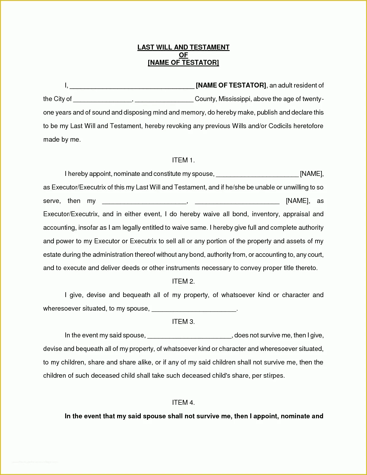 Simple Will Template Free Of Best S Of Simple Last Will forms Free Printable