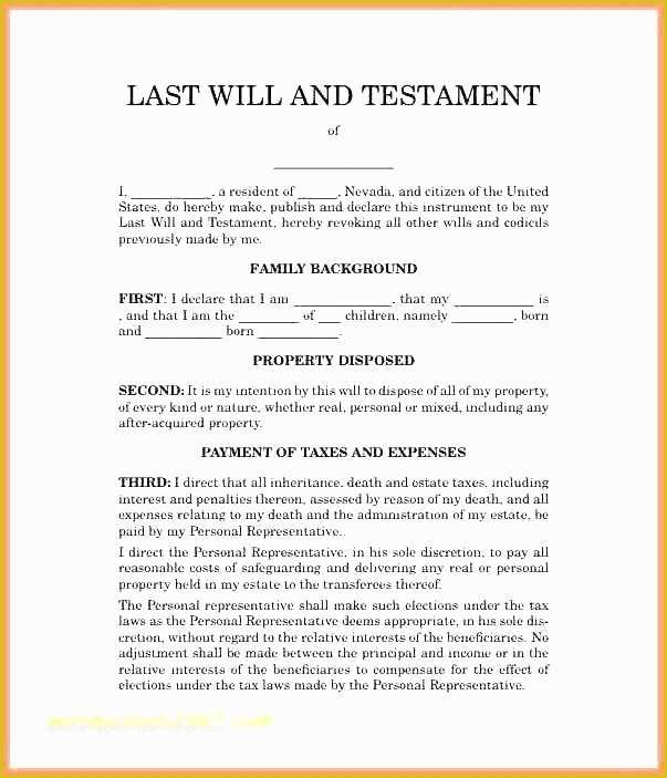 Simple Will Template Free Of Elegant Last Will Testament Template Printable and Luxury