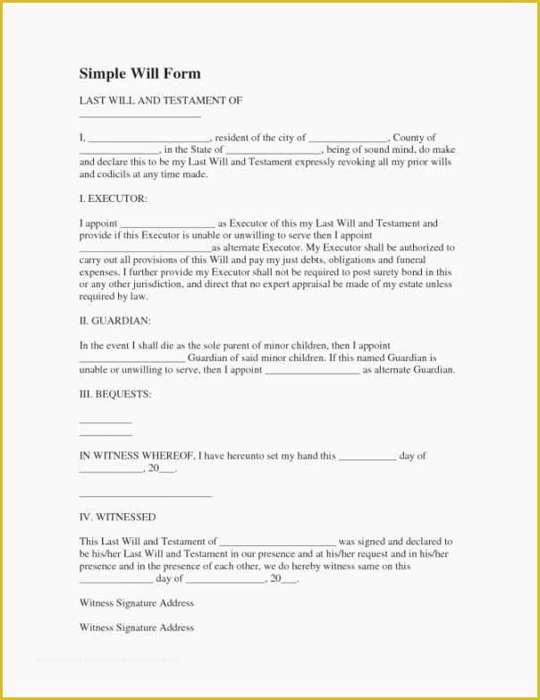 Simple Will Template Free Of Lucrative Free Printable Last Will and Testament Blank