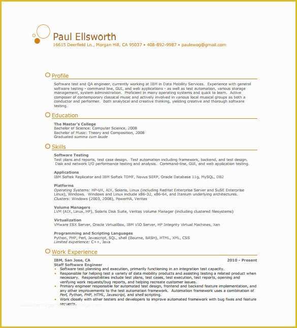 Single Page Resume Template Free Of E Page Resume Template 12 Free Word Excel Pdf