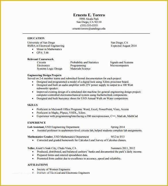 Single Page Resume Template Free Of E Page Resume Template 12 Free Word Excel Pdf