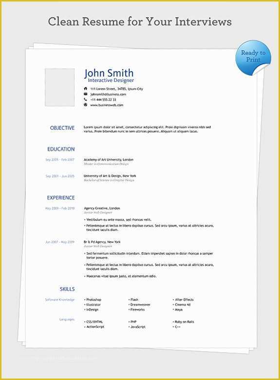 Single Page Resume Template Free Of Free E Page Resume Templates