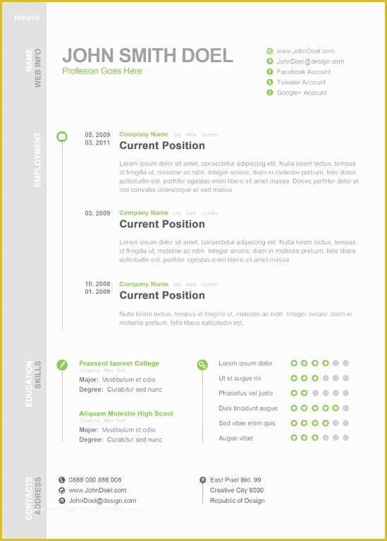 Single Page Resume Template Free Of Modern One Page Resume Template
