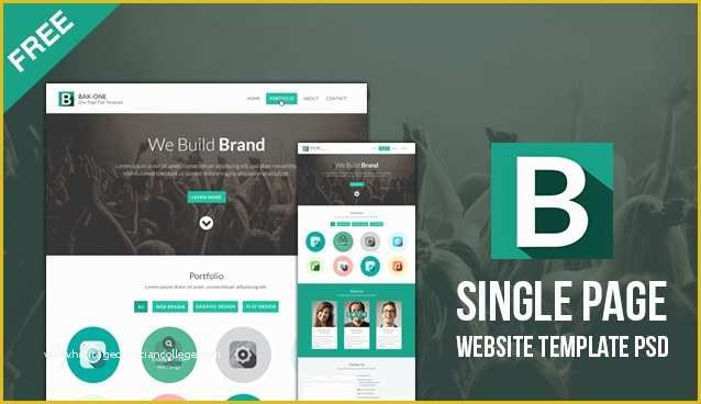 Single Page Website Template Free Of Free Flat Style Single Page Website Design Template Psd