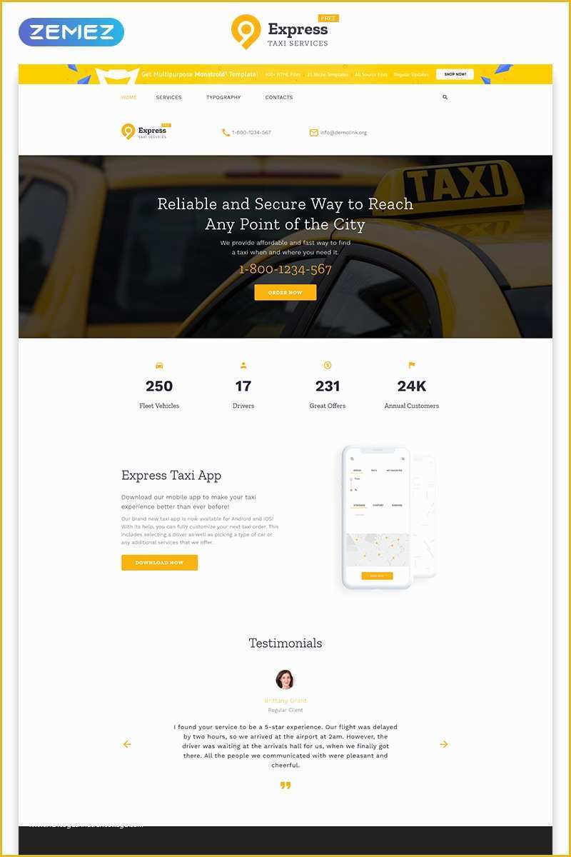 Site Template Free Of Free HTML5 theme for Taxi Pany