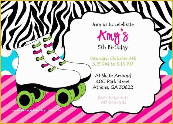 Skating Party Invitation Template Free Of Diy Printable Skating Party Invitation Zebra Print Skate