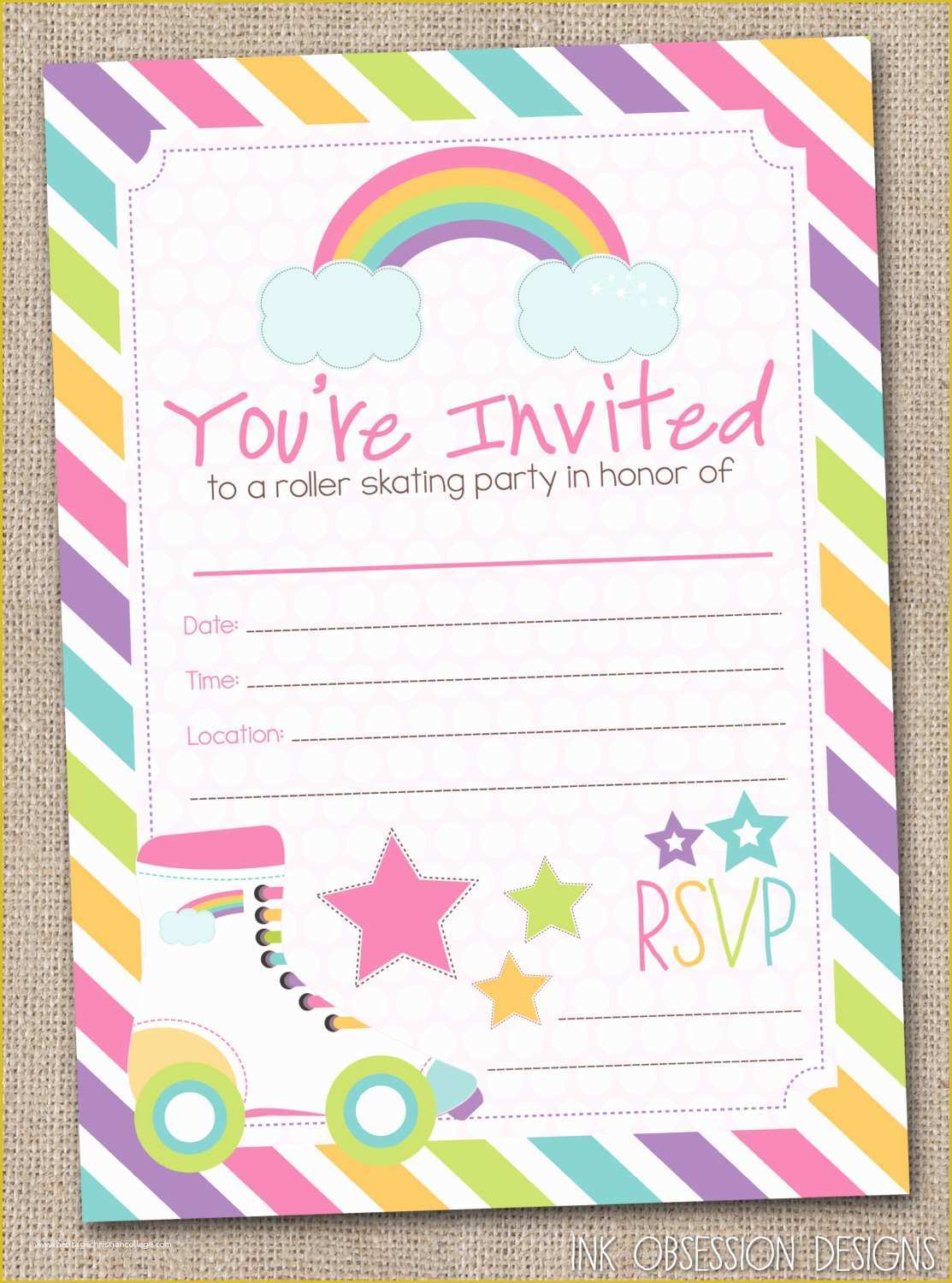 Skating Party Invitation Template Free Of Fill In Roller Skating Party Invitations by