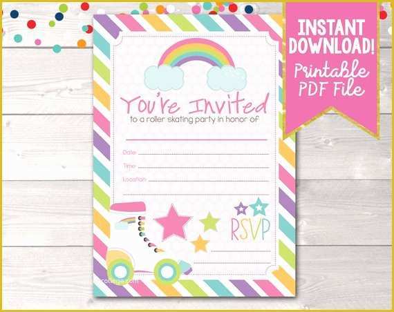 Skating Party Invitation Template Free Of Fill In Roller Skating Party Invitations Printable Girls