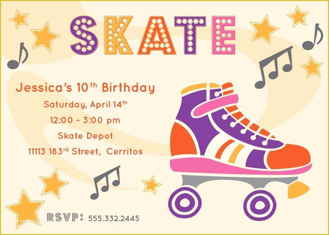 Skating Party Invitation Template Free Of Free Roller Skate Invitations