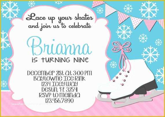 Skating Party Invitation Template Free Of Ice Skating Birthday Invitations Ice Skating Birthday