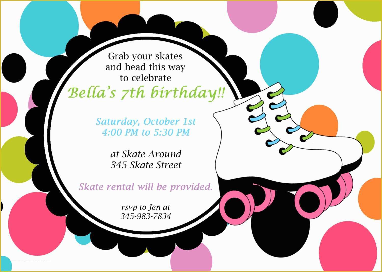 Skating Party Invitation Template Free Of Roller Skate Invitations Template