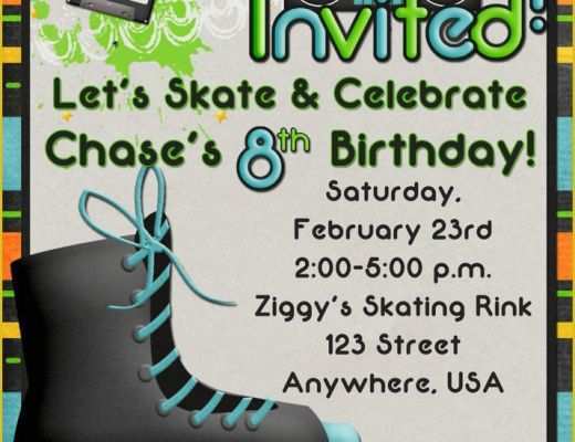 Skating Party Invitation Template Free Of Roller Skating Birthday Party Invitation Boy