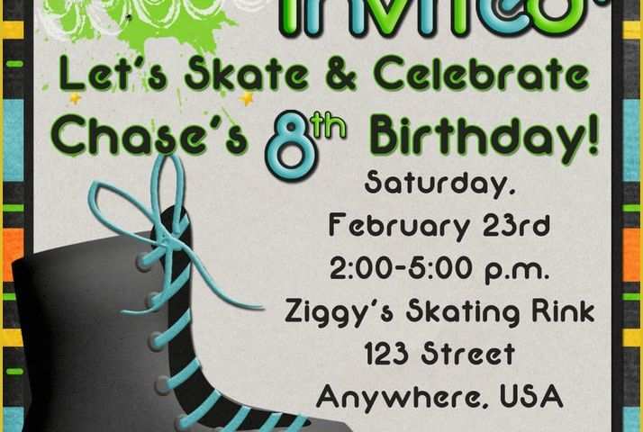 Skating Party Invitation Template Free Of Roller Skating Birthday Party Invitation Boy