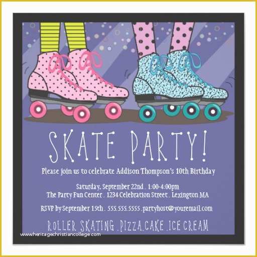 Skating Party Invitation Template Free Of Roller Skating Birthday Party Invitation