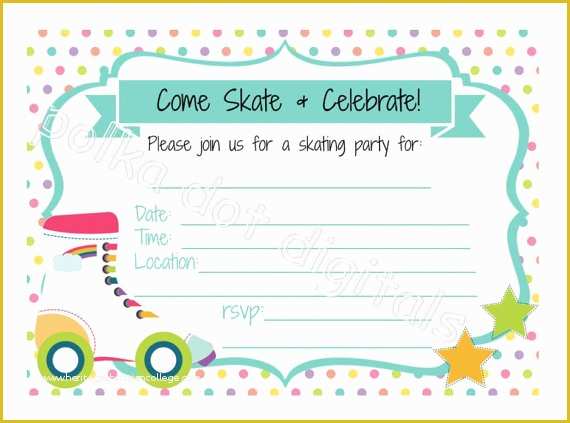 Skating Party Invitation Template Free Of Roller Skating Birthday Party Invitation Template First