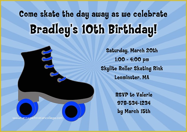 Skating Party Invitation Template Free Of Roller Skating Birthday Party Invitations