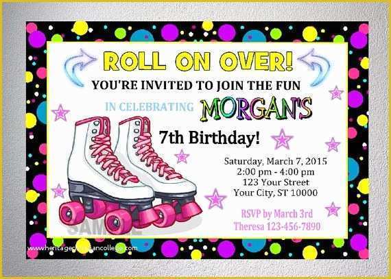 Skating Party Invitation Template Free Of Rollerskating Party Invitation Printable Roller Skate