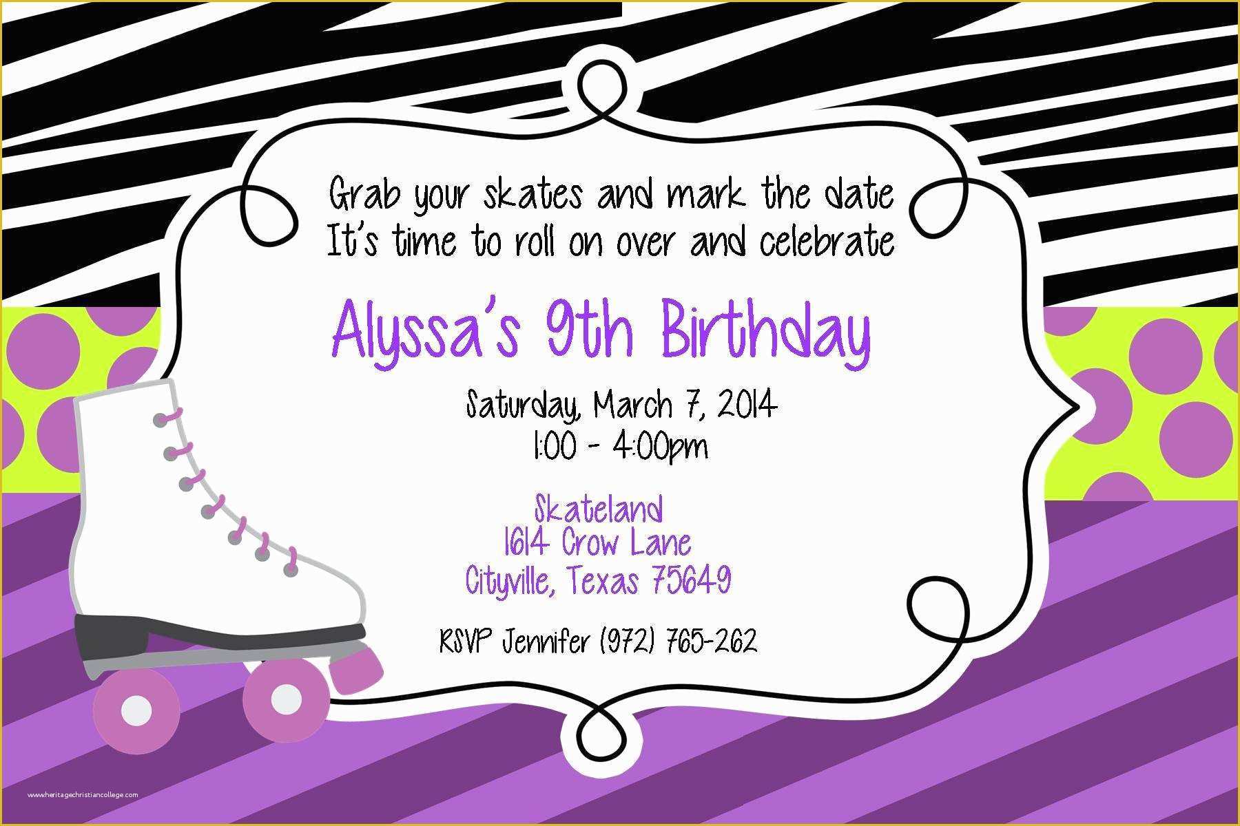 Skating Party Invitation Template Free Of Skating Party Invitations