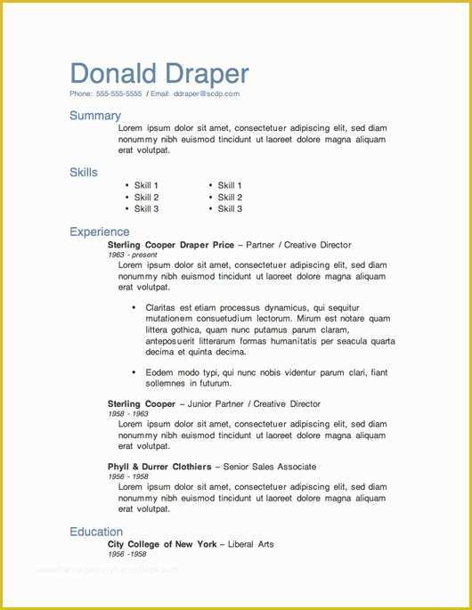 Skill Based Resume Template Free Download Of 12 Resume Templates for Microsoft Word Free Download