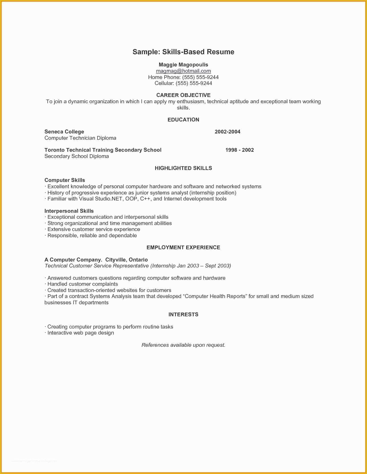 Skill Based Resume Template Free Download Of 8 Example Of A Skills Based Cv