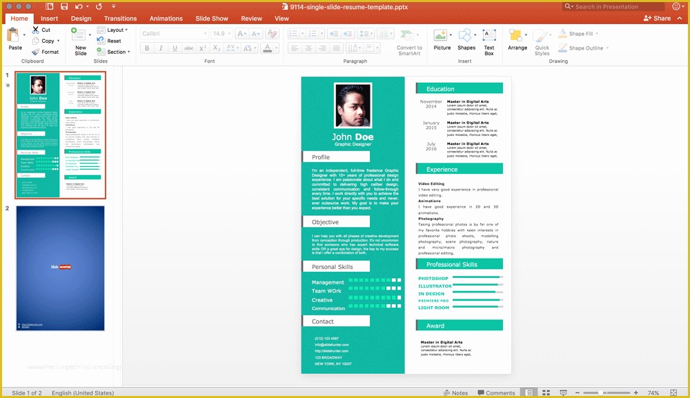 Slider Template Free Download Of Cv Powerpoint Template Free Single Slide Resume
