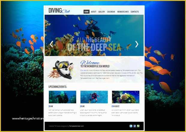 Slider Template Free Download Of Free Diving Club Jquery Slider Web Template