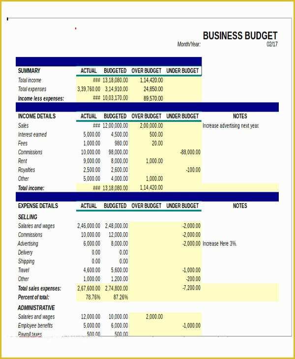 Small Business Budget Template Free Download Of 8 Excel Business Bud Templates